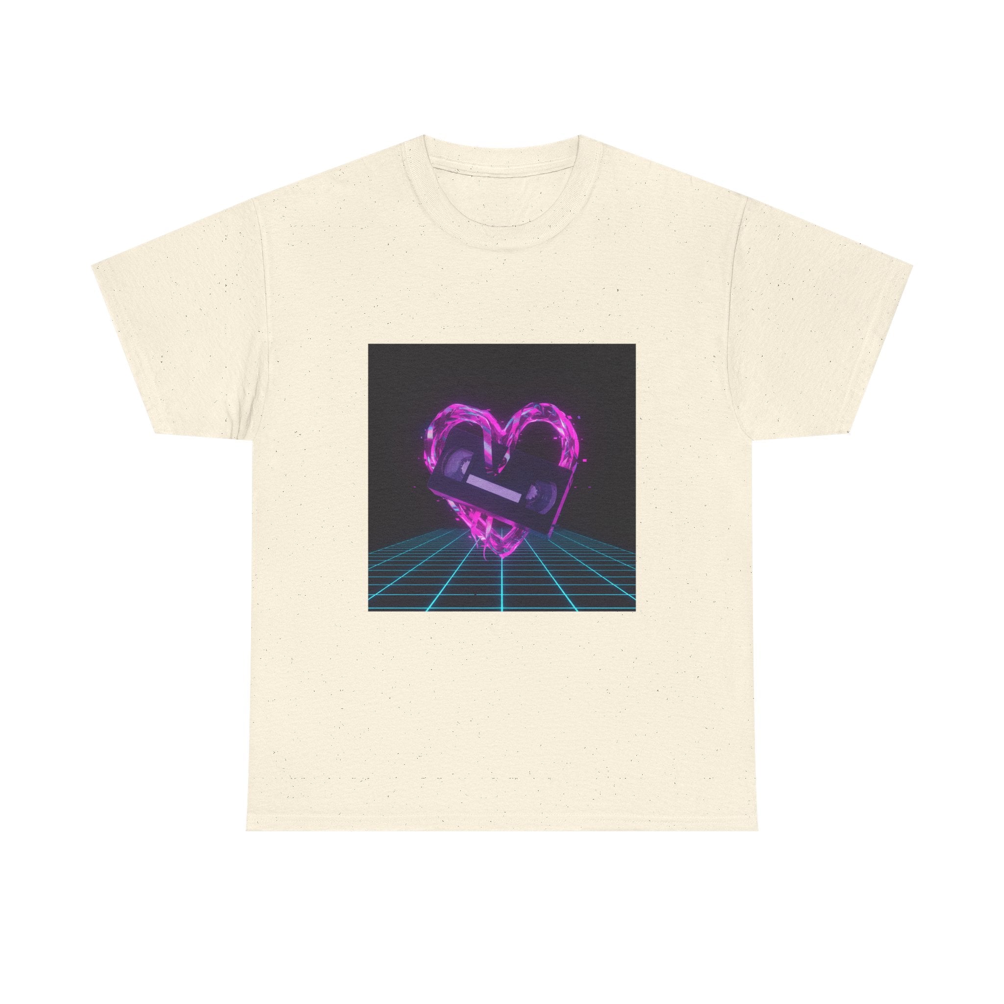 Retro Neon Heart Tee — Vaporwave Pink Heart with Bandage Graphic