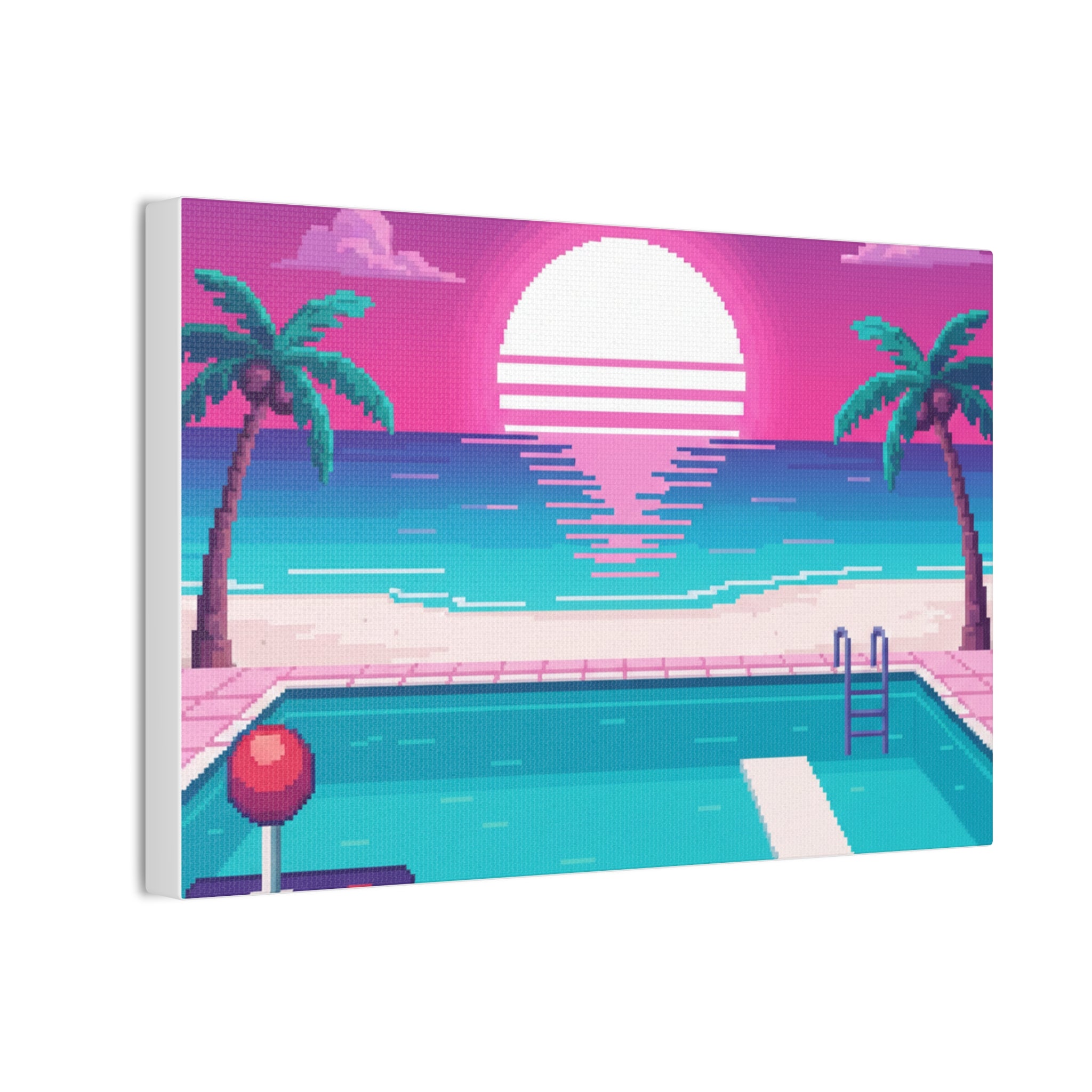 Retro Vaporwave Beach Canvas Print