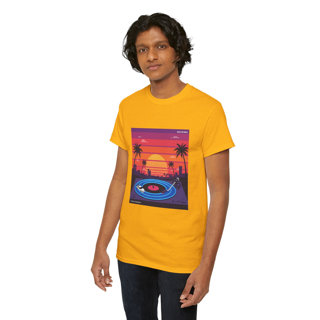 Sunset Vinyl Record T-Shirt — Retro Beachwave Music Tee