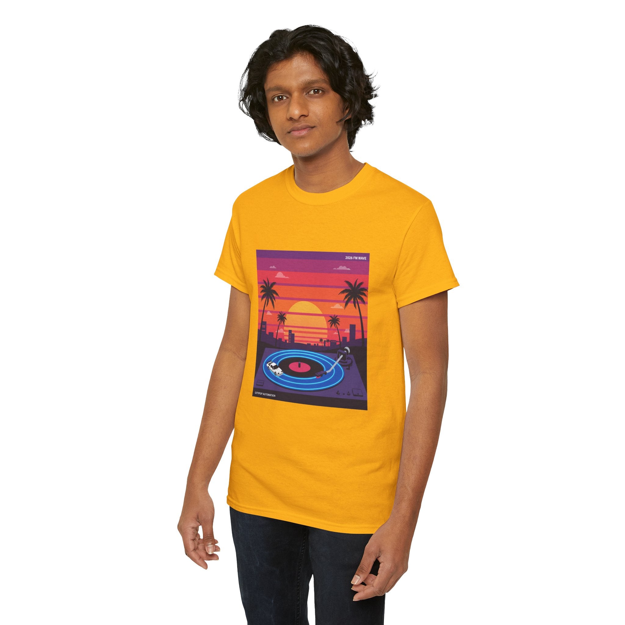 Sunset Vinyl Record T-Shirt — Retro Beachwave Music Tee