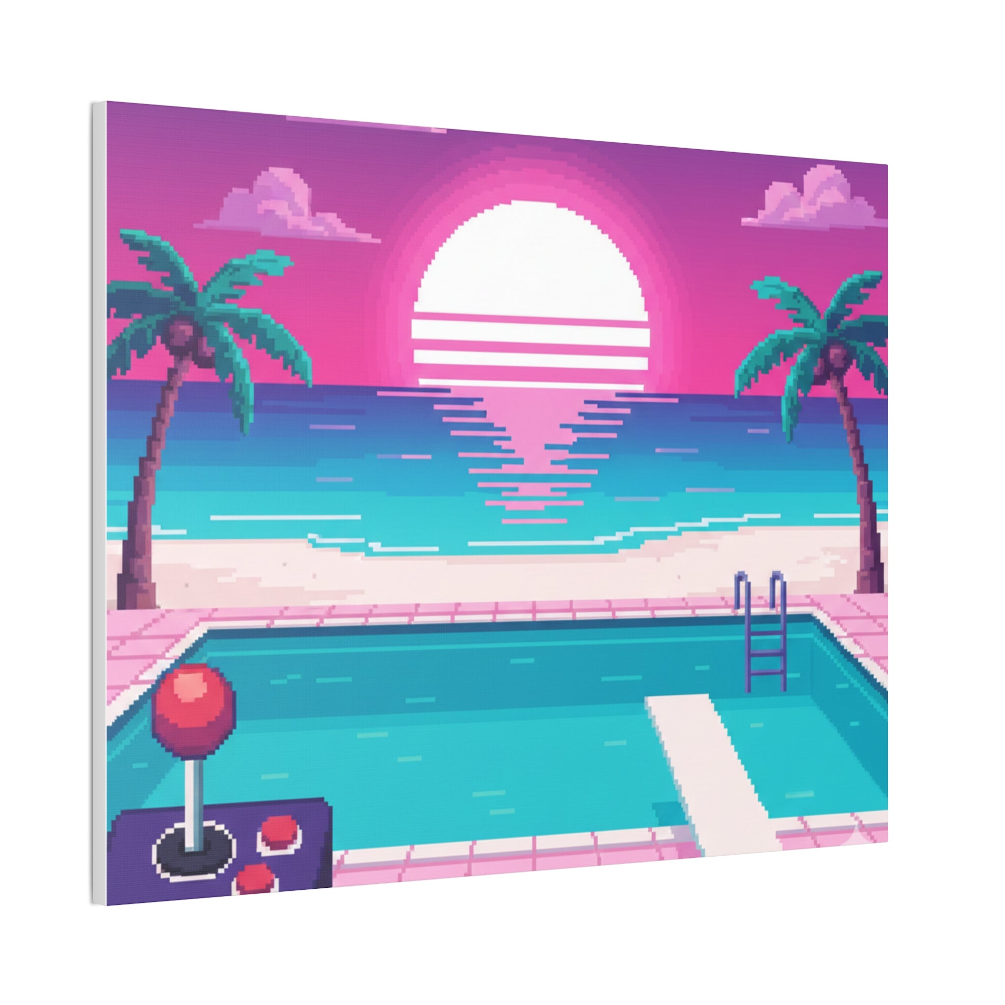 Retro Vaporwave Beach Canvas Print