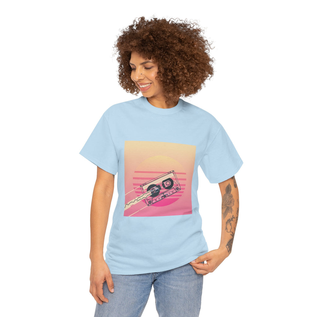 Cassette Sunset Tee — Retro Vaporwave Vintage Tape T-Shirt