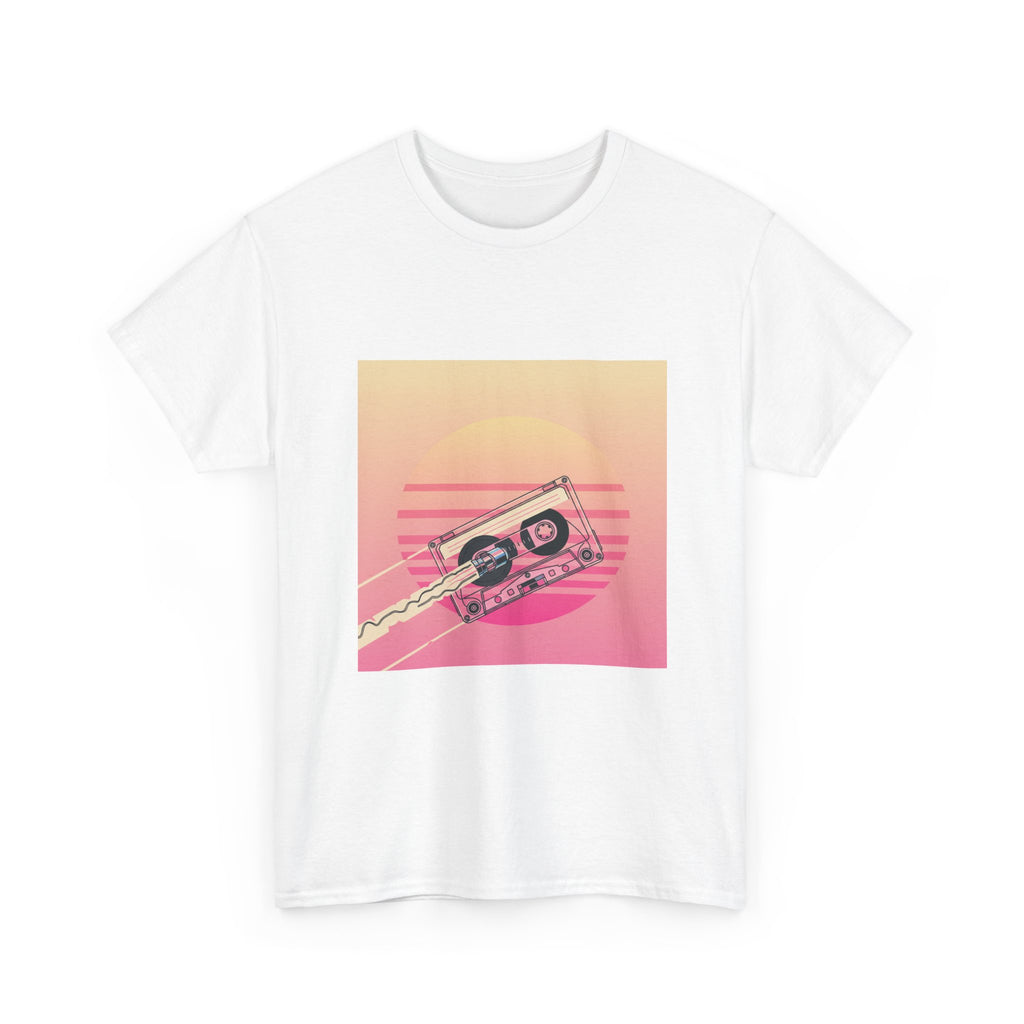 Cassette Sunset Tee — Retro Vaporwave Vintage Tape T-Shirt
