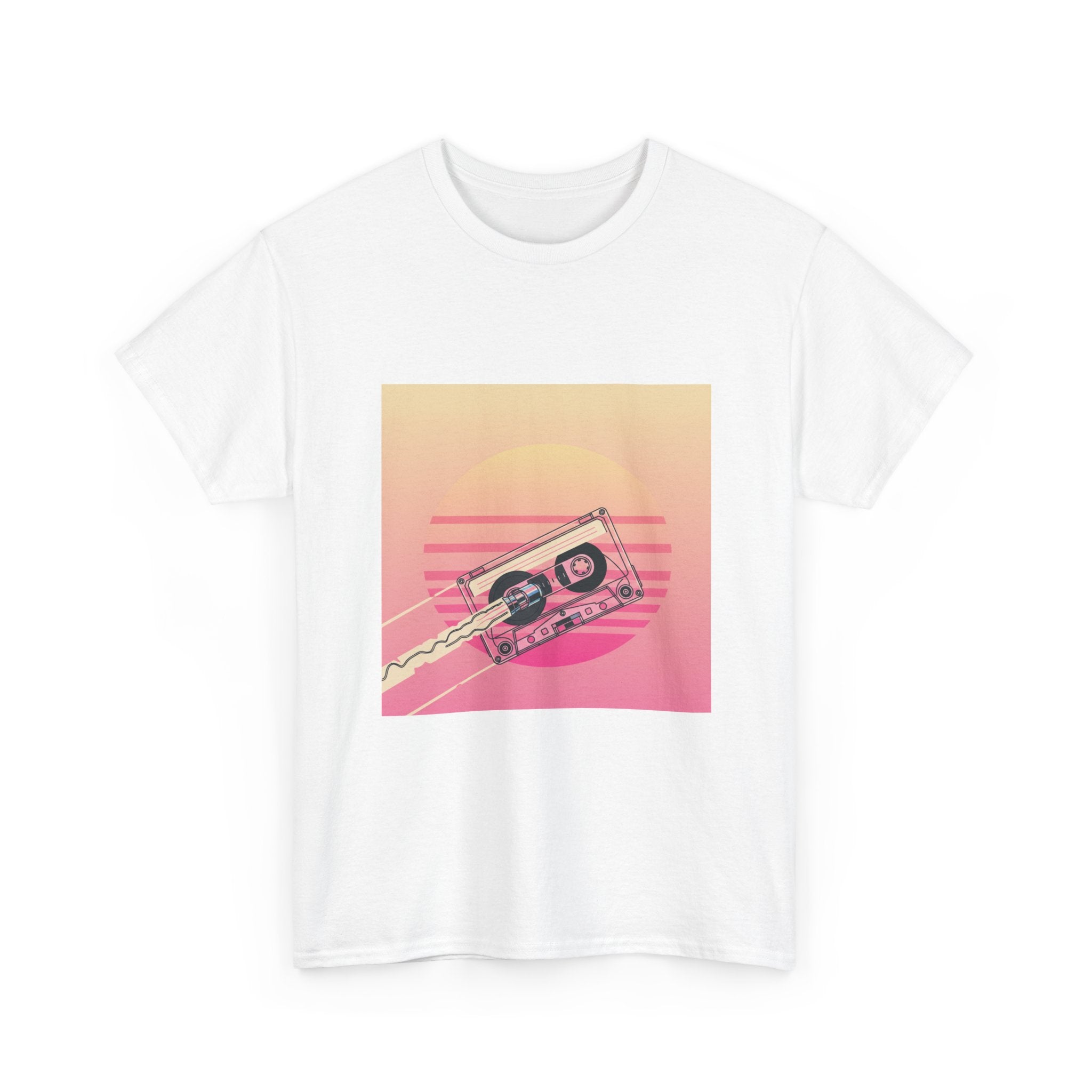 Cassette Sunset Tee — Retro Vaporwave Vintage Tape T-Shirt