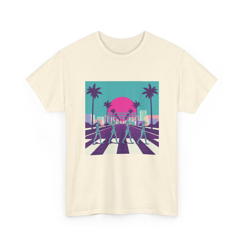 Retro Sunset Beach Tee — Vaporwave Palm Tree Skate Crossing T-Shirt