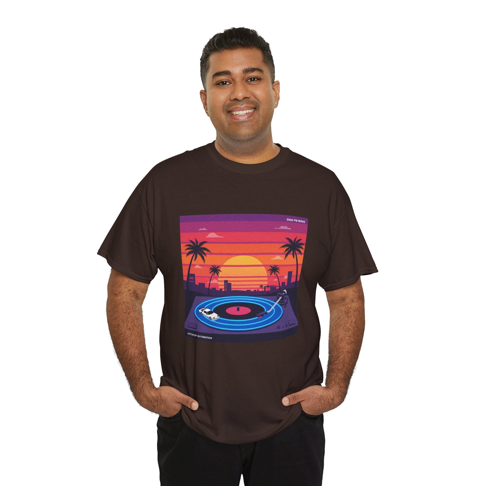 Sunset Vinyl Record T-Shirt — Retro Beachwave Music Tee