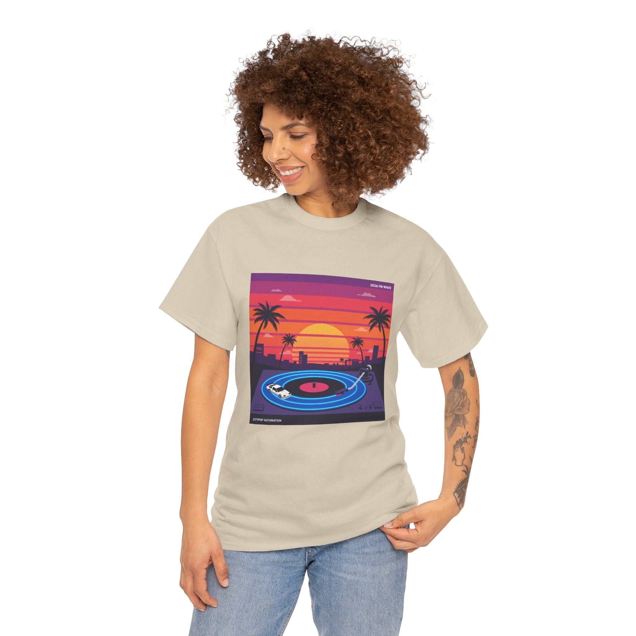 Sunset Vinyl Record T-Shirt — Retro Beachwave Music Tee