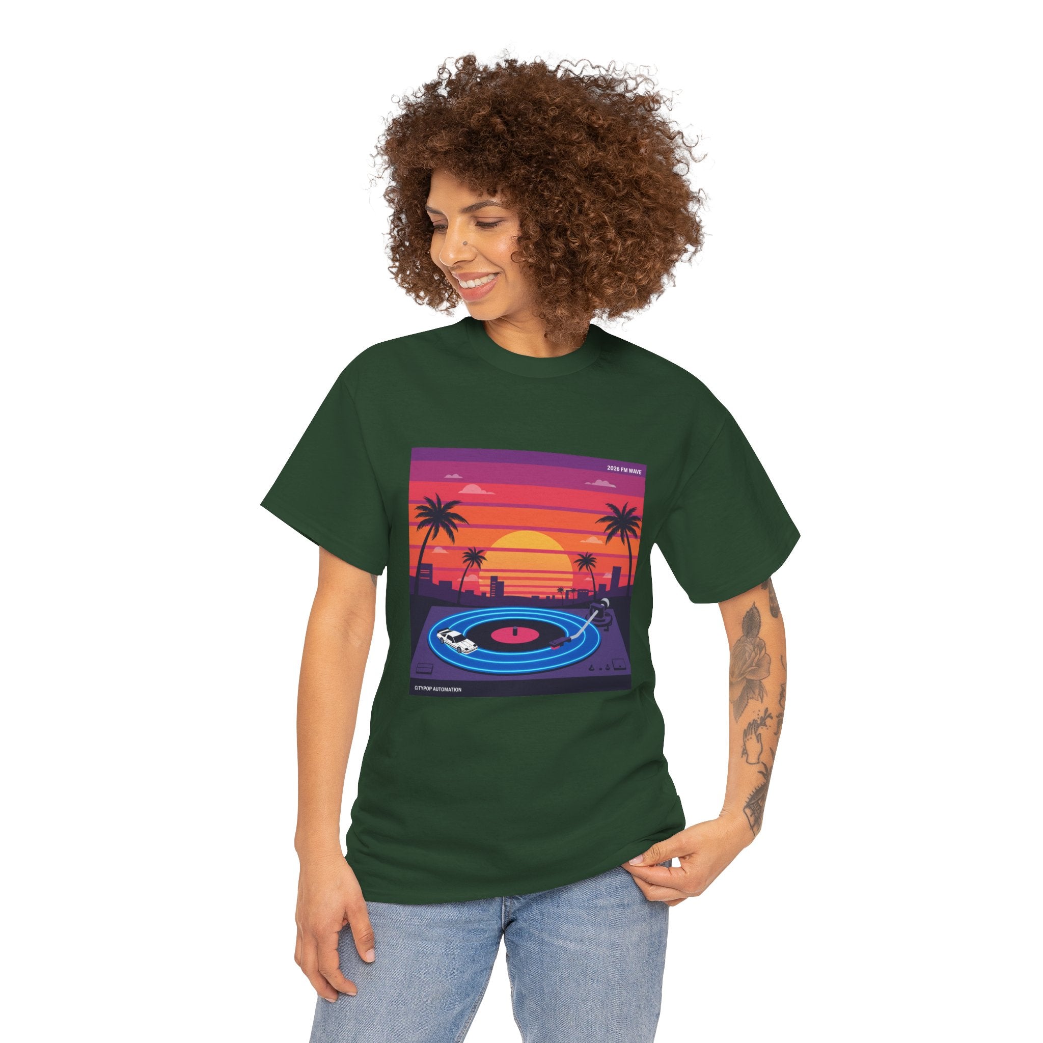 Sunset Vinyl Record T-Shirt — Retro Beachwave Music Tee