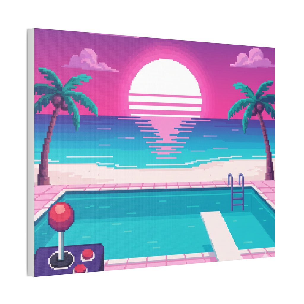 Retro Vaporwave Beach Canvas Print