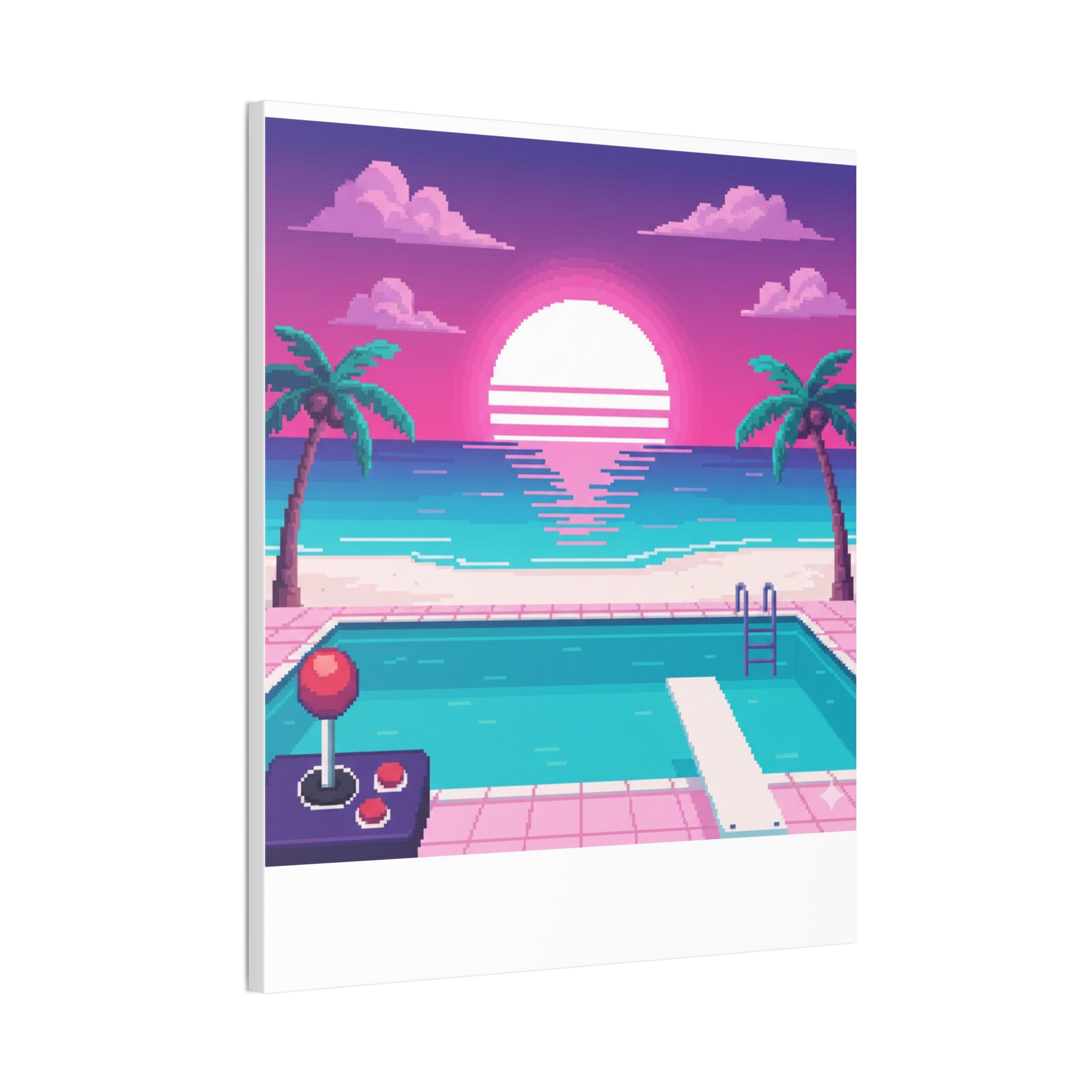 Retro Vaporwave Beach Canvas Print