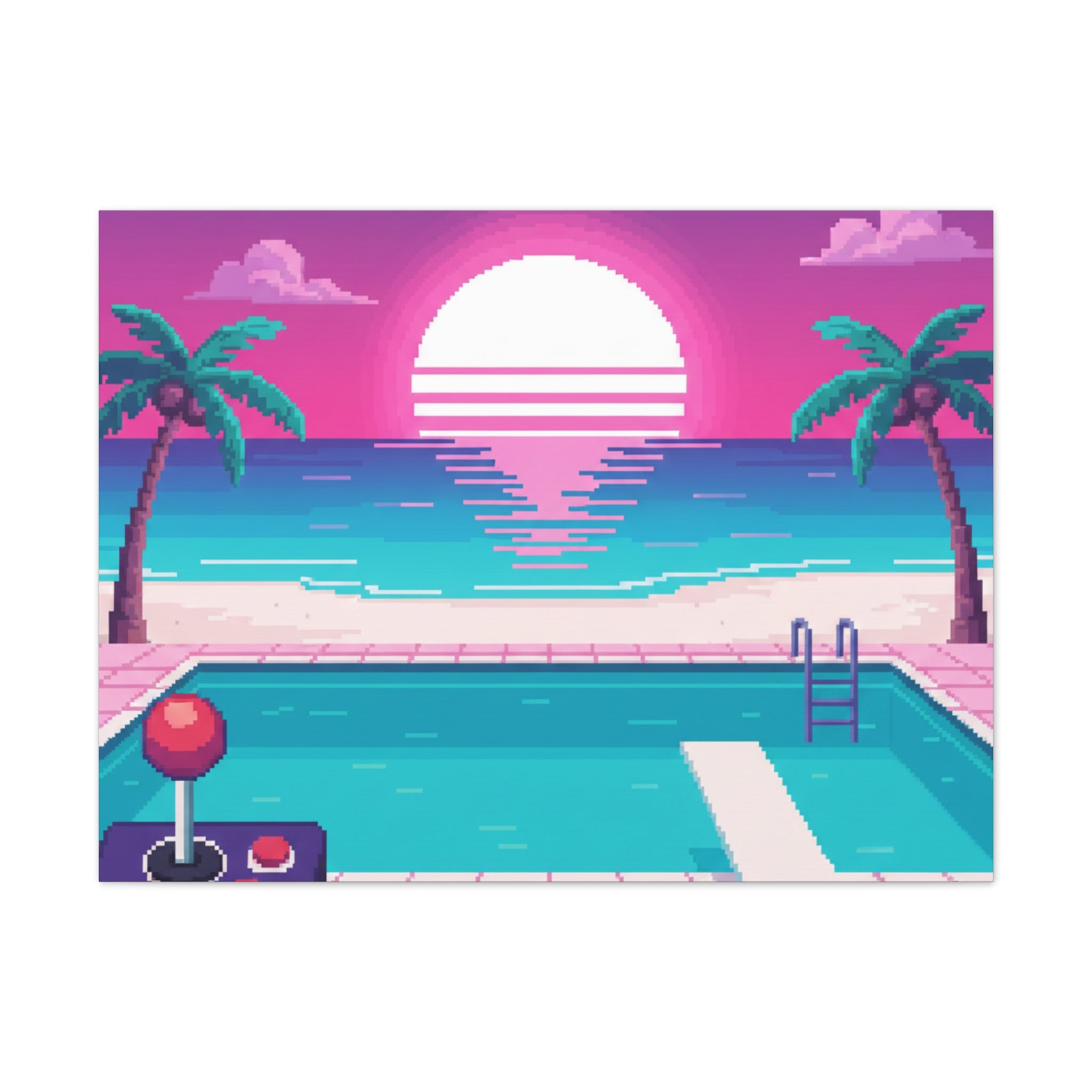 Retro Vaporwave Beach Canvas Print