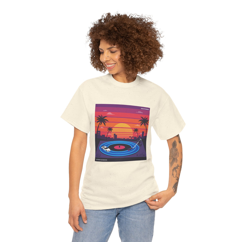 Sunset Vinyl Record T-Shirt — Retro Beachwave Music Tee