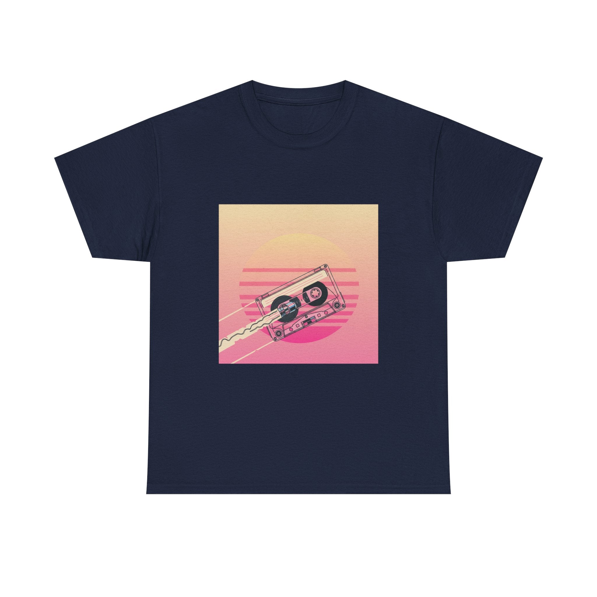 Cassette Sunset Tee — Retro Vaporwave Vintage Tape T-Shirt