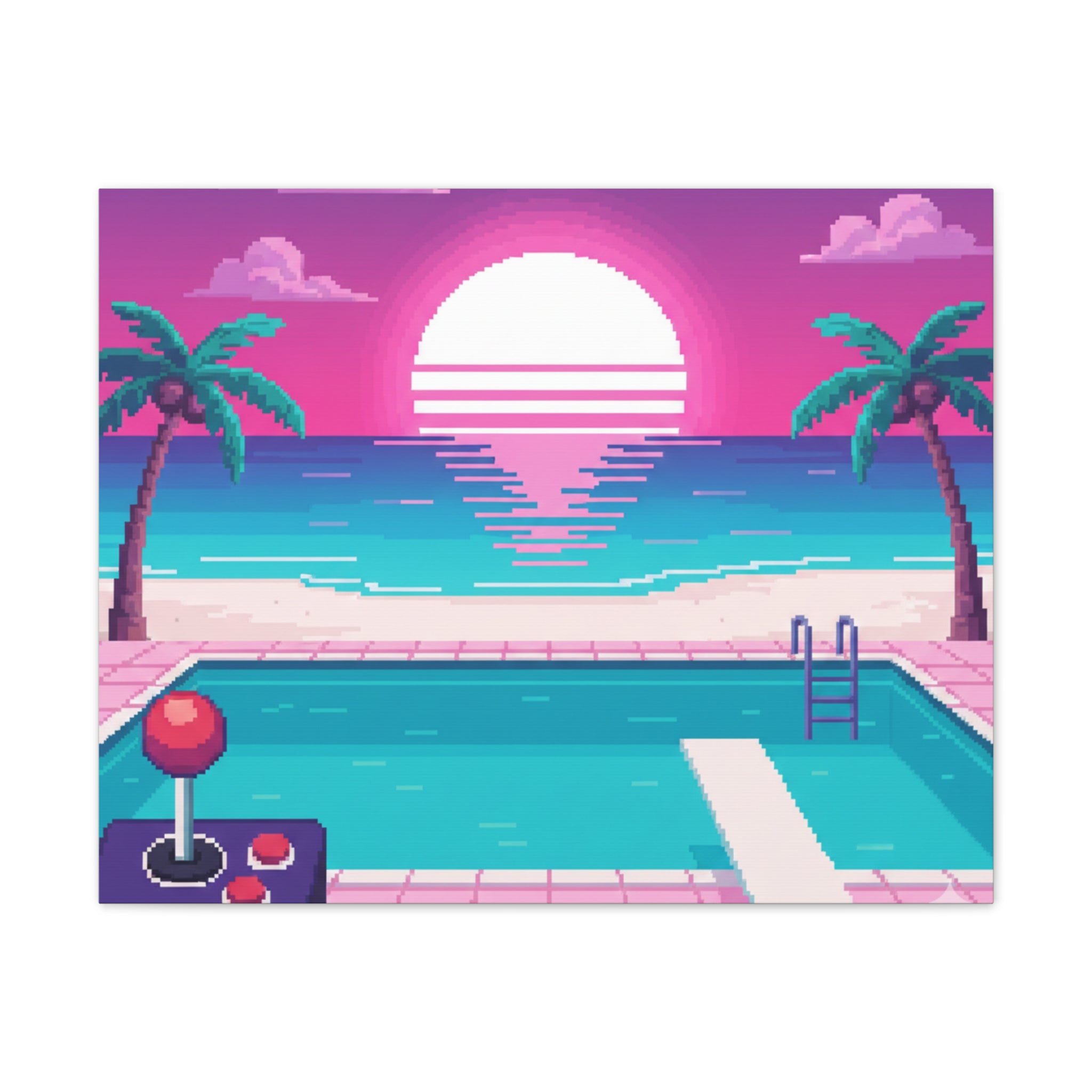 Retro Vaporwave Beach Canvas Print