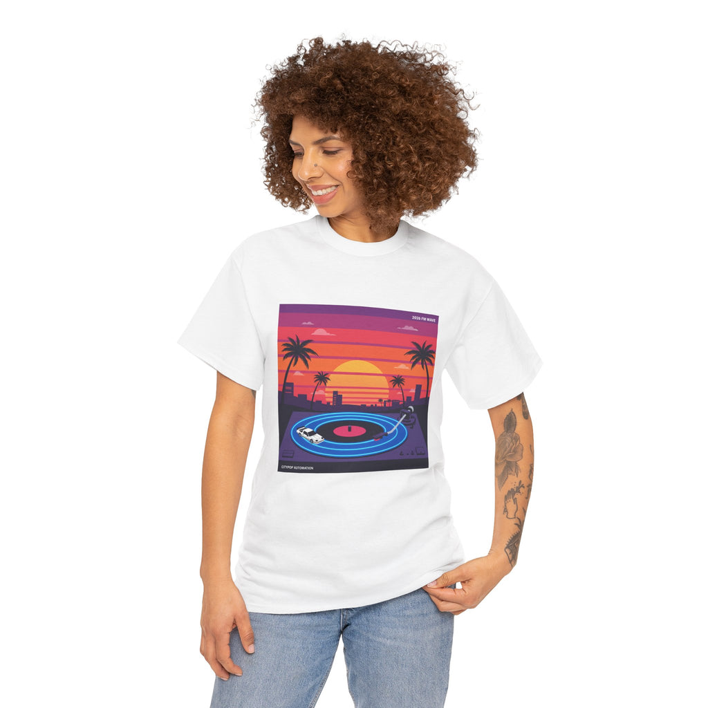 Sunset Vinyl Record T-Shirt — Retro Beachwave Music Tee