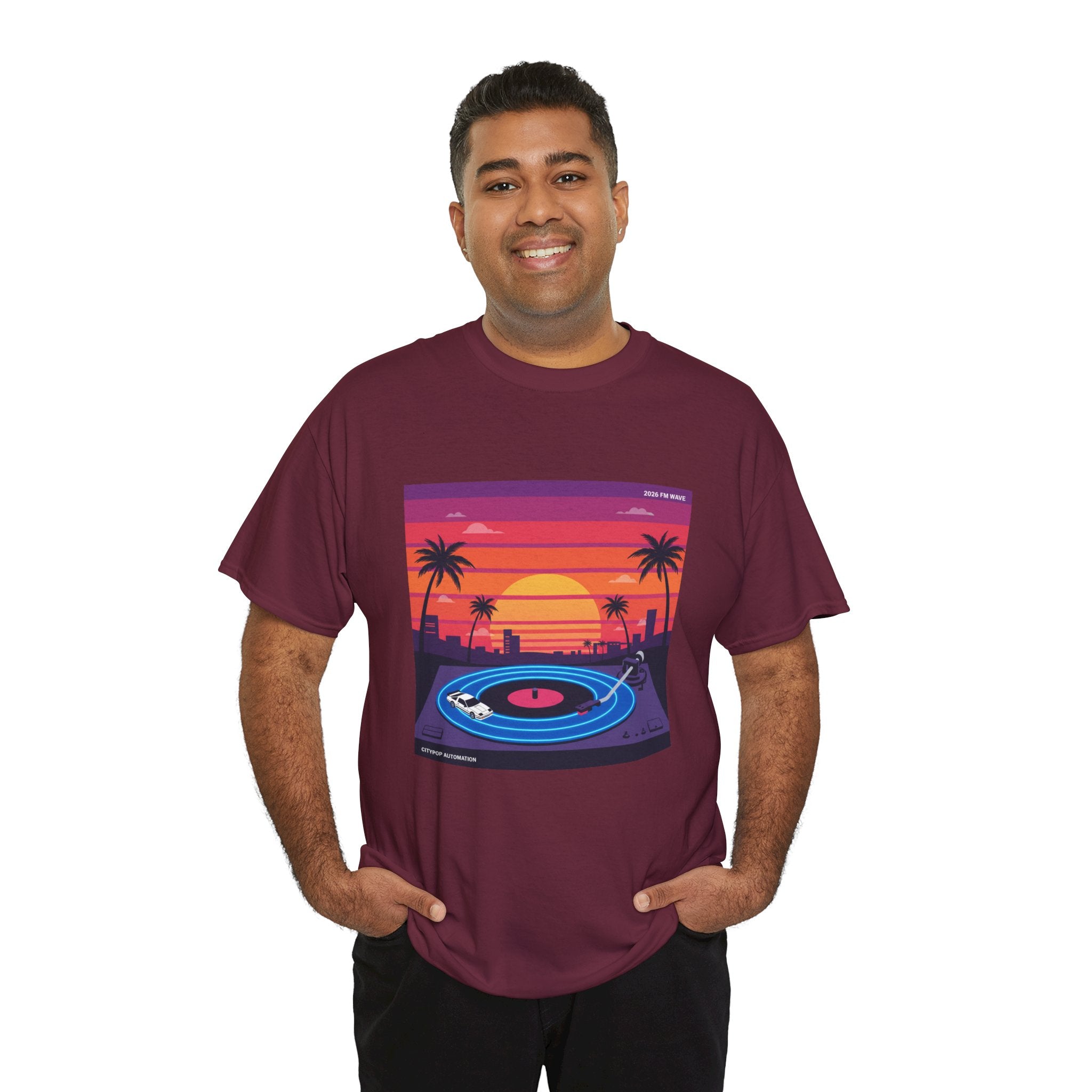 Sunset Vinyl Record T-Shirt — Retro Beachwave Music Tee