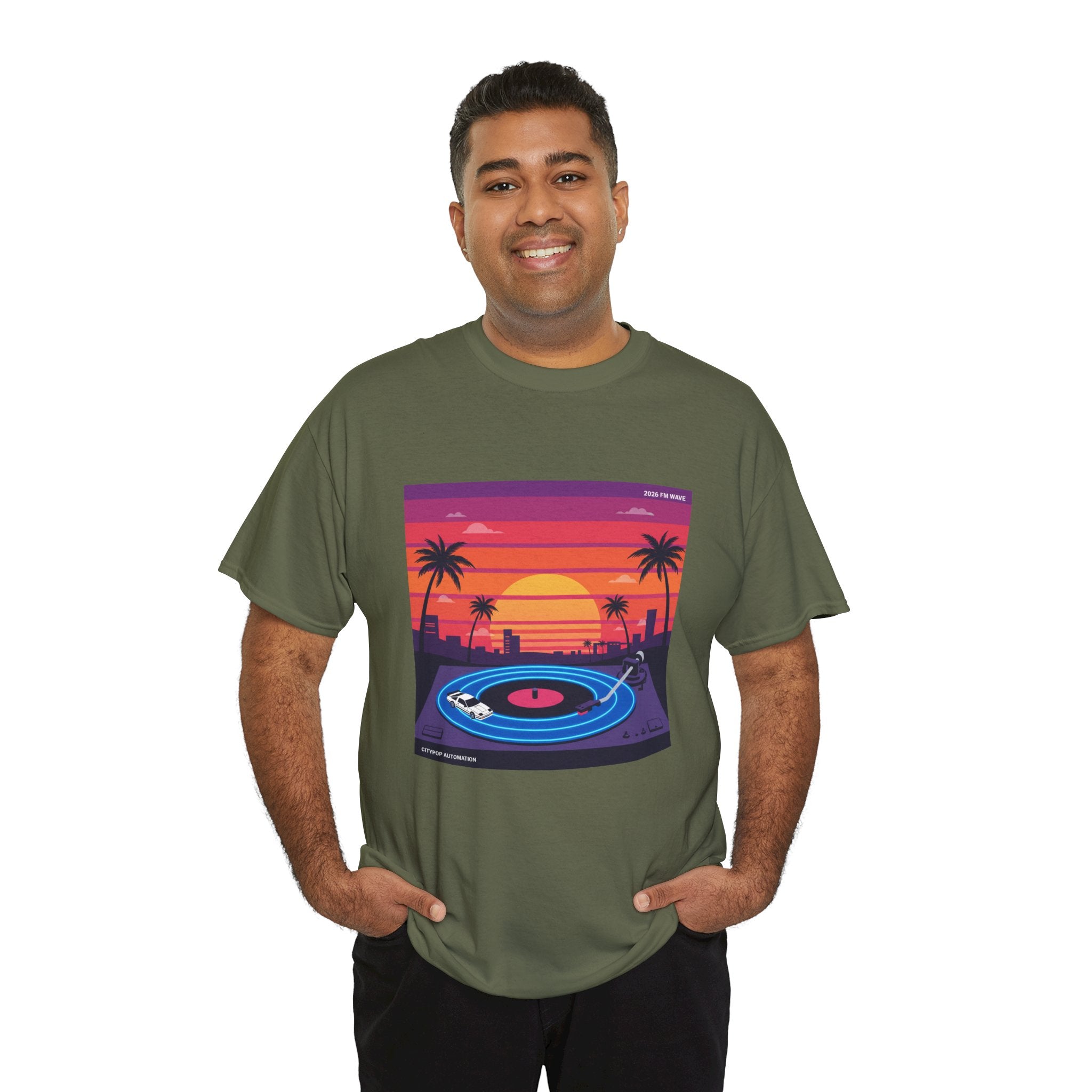 Sunset Vinyl Record T-Shirt — Retro Beachwave Music Tee