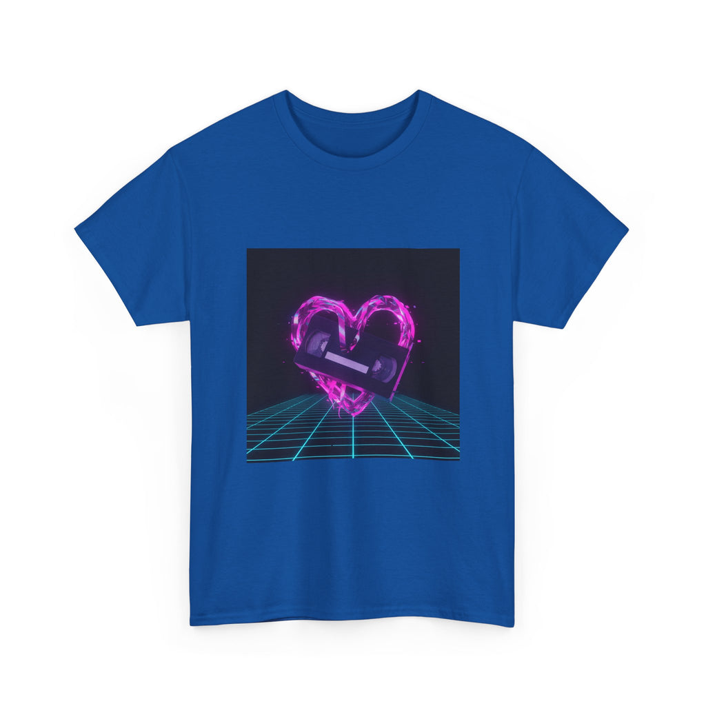 Retro Neon Heart Tee — Vaporwave Pink Heart with Bandage Graphic