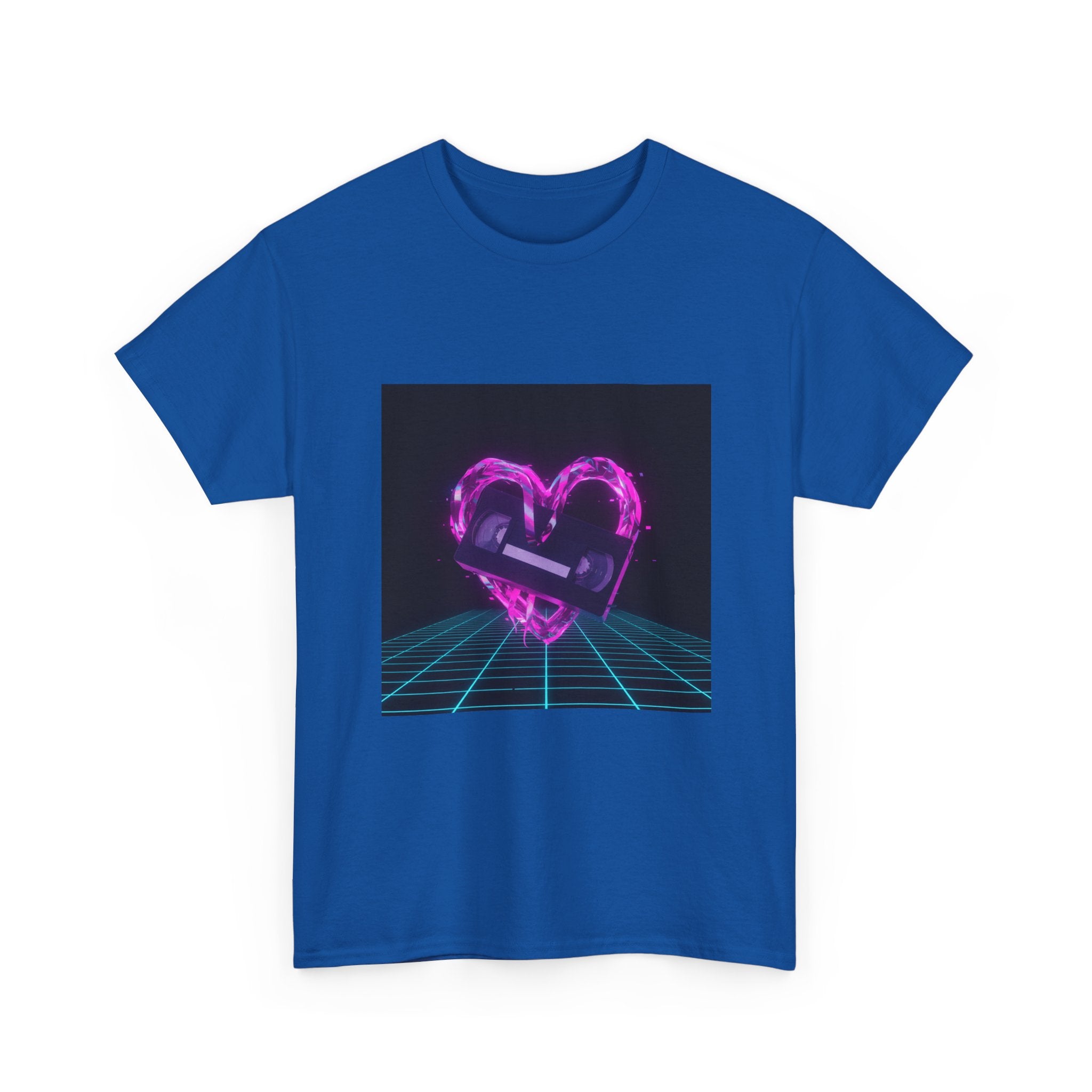 Retro Neon Heart Tee — Vaporwave Pink Heart with Bandage Graphic