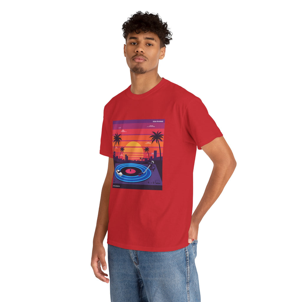 Sunset Vinyl Record T-Shirt — Retro Beachwave Music Tee