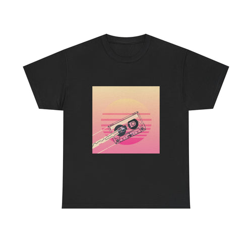 Cassette Sunset Tee — Retro Vaporwave Vintage Tape T-Shirt