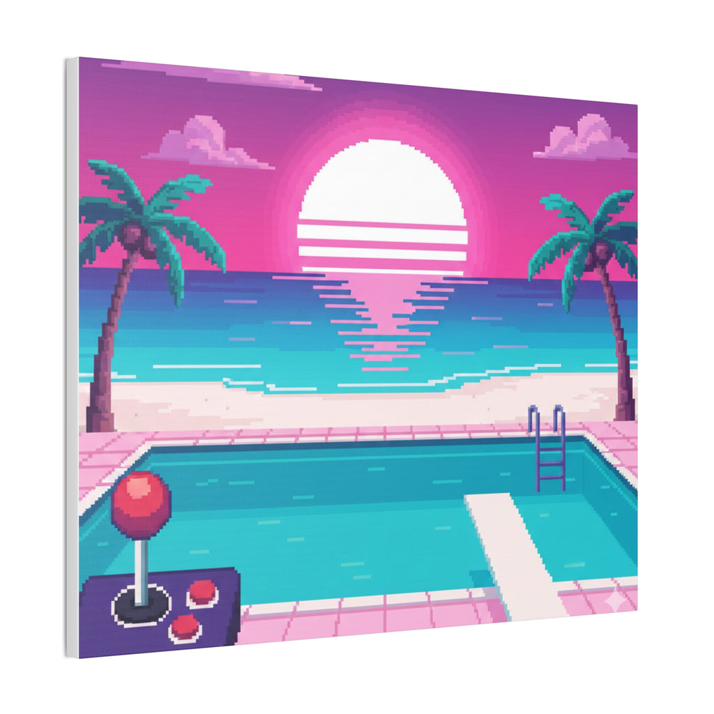 Retro Vaporwave Beach Canvas Print