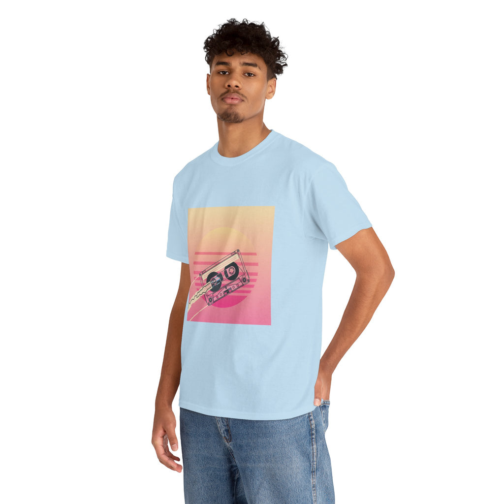 Cassette Sunset Tee — Retro Vaporwave Vintage Tape T-Shirt
