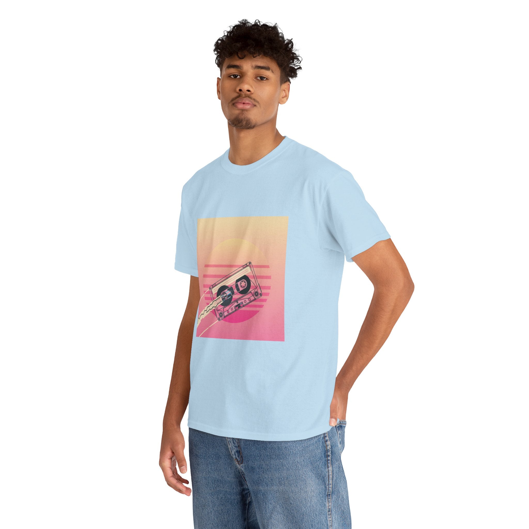 Cassette Sunset Tee — Retro Vaporwave Vintage Tape T-Shirt