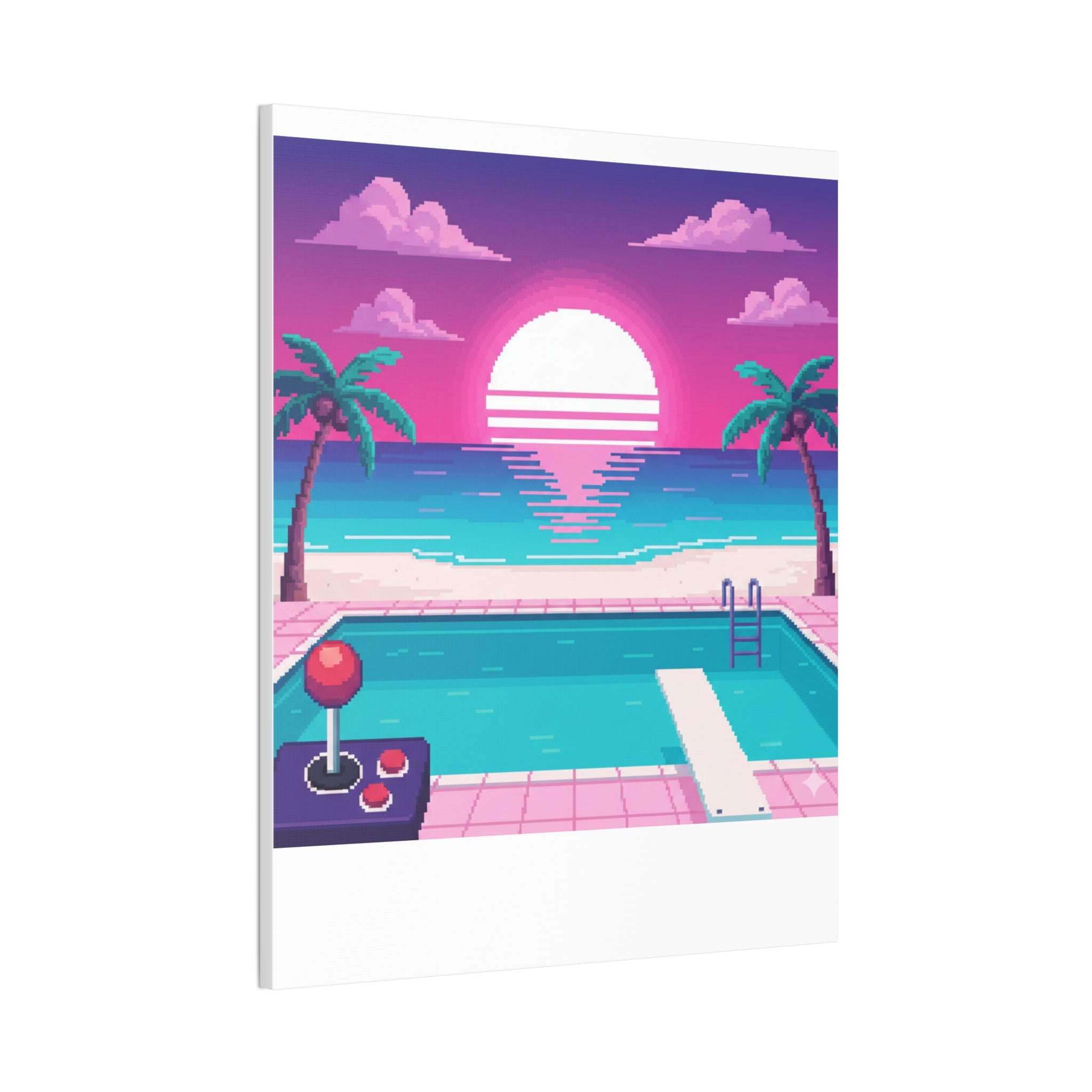 Retro Vaporwave Beach Canvas Print