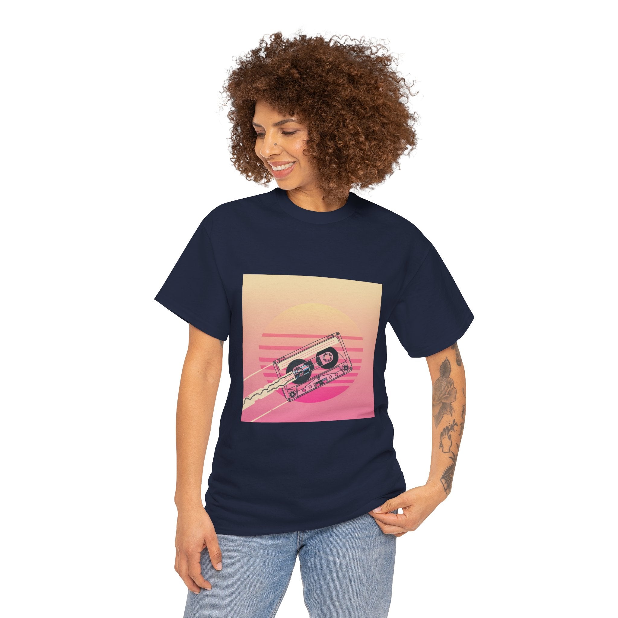 Cassette Sunset Tee — Retro Vaporwave Vintage Tape T-Shirt