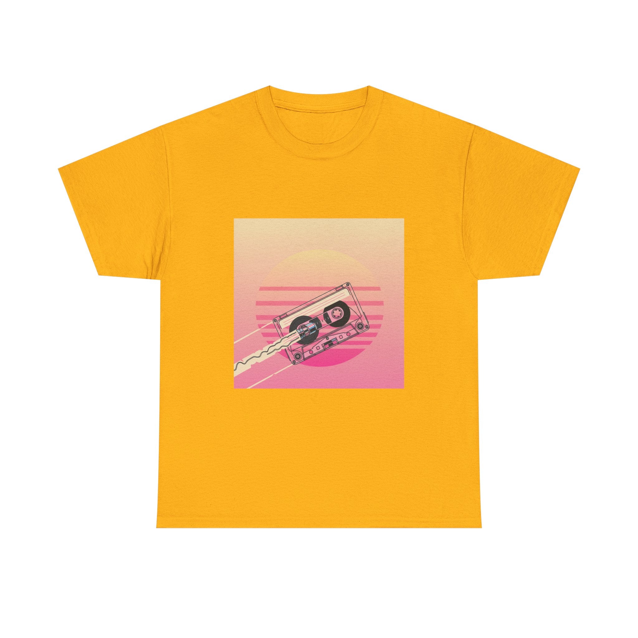 Cassette Sunset Tee — Retro Vaporwave Vintage Tape T-Shirt