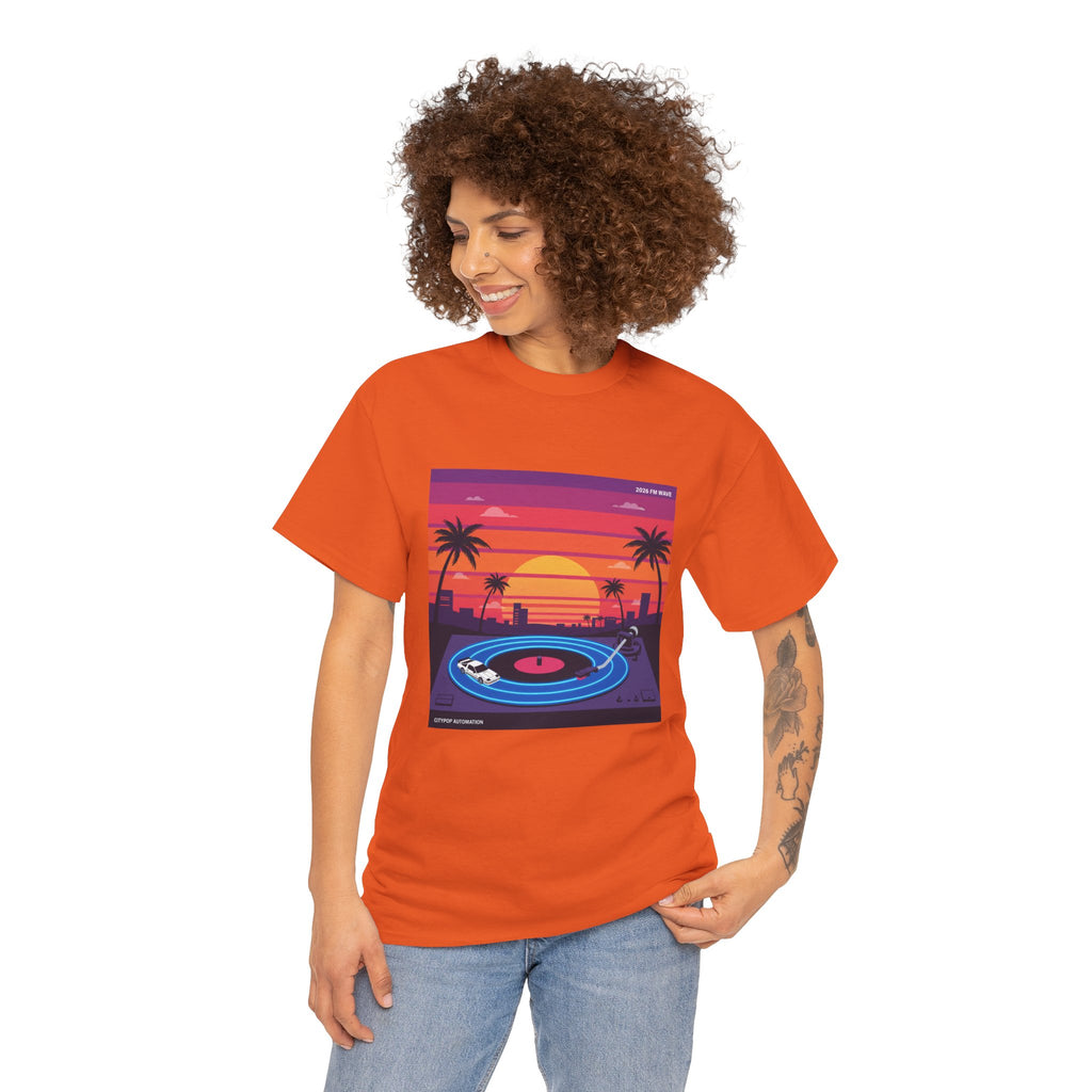 Sunset Vinyl Record T-Shirt — Retro Beachwave Music Tee