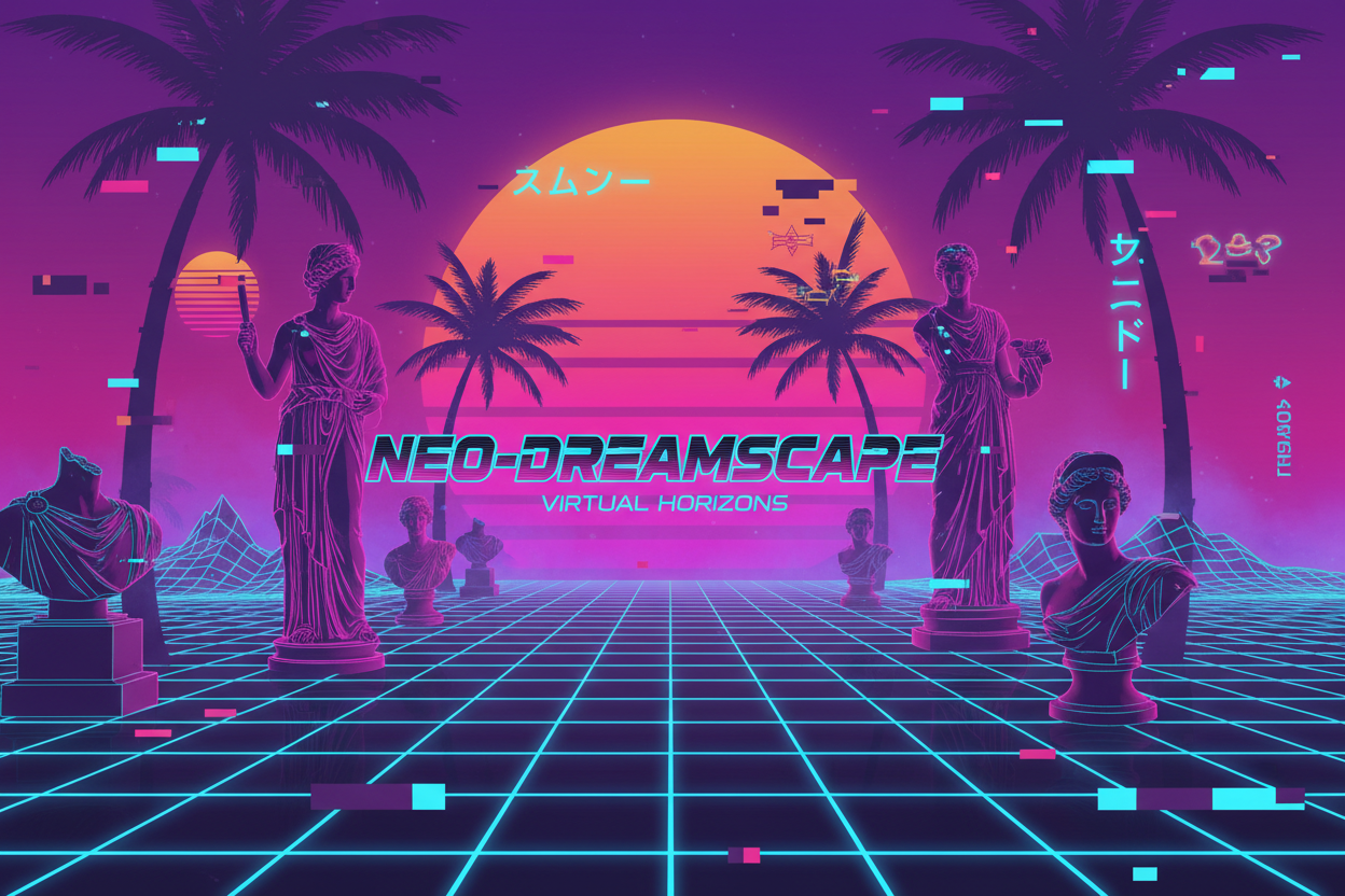 a vaporwave style banner
